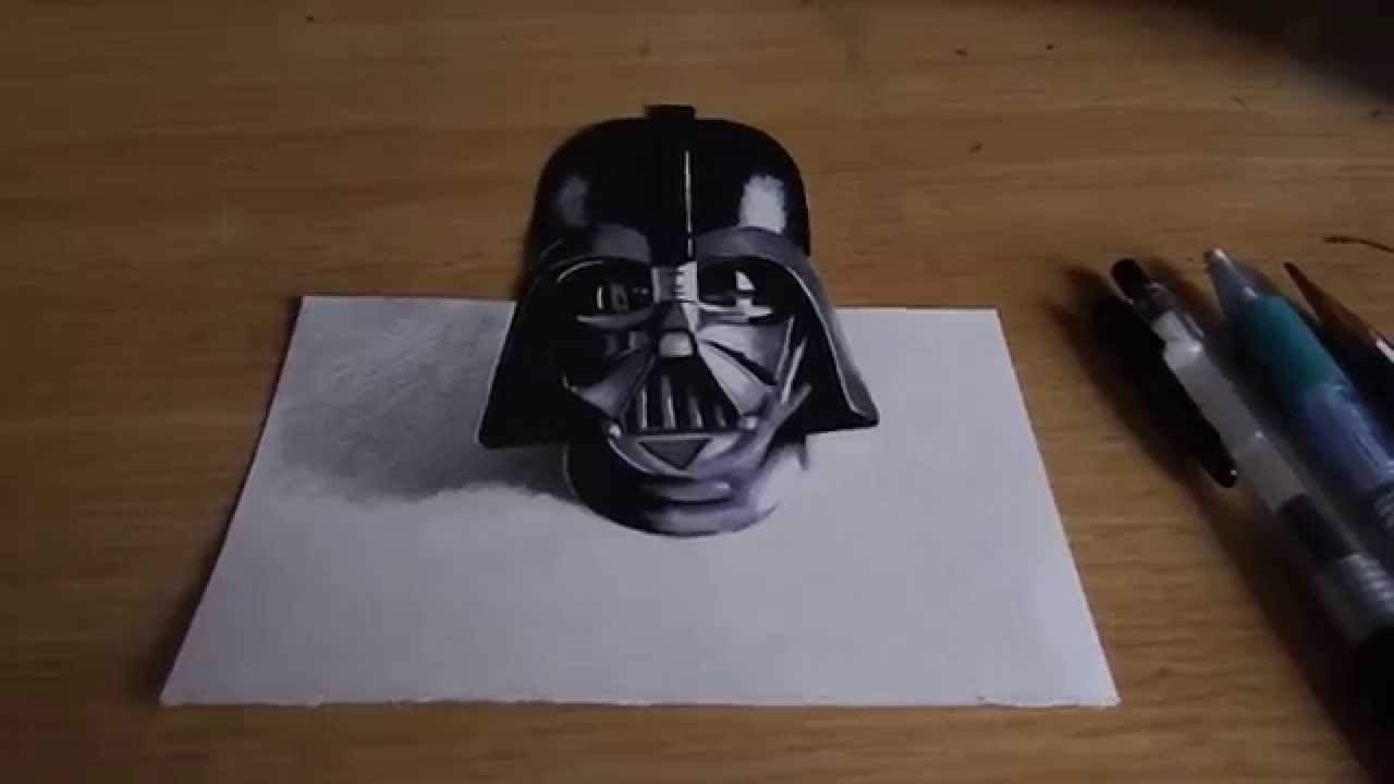 スターウォーズ ダースベイダーマスク立体3dアート Starwars Darth Vader Mask Drawing Youtube