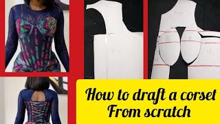 how to draft a corset from scratch/ draft a corset with a keyhole back with me, beginners friendly
