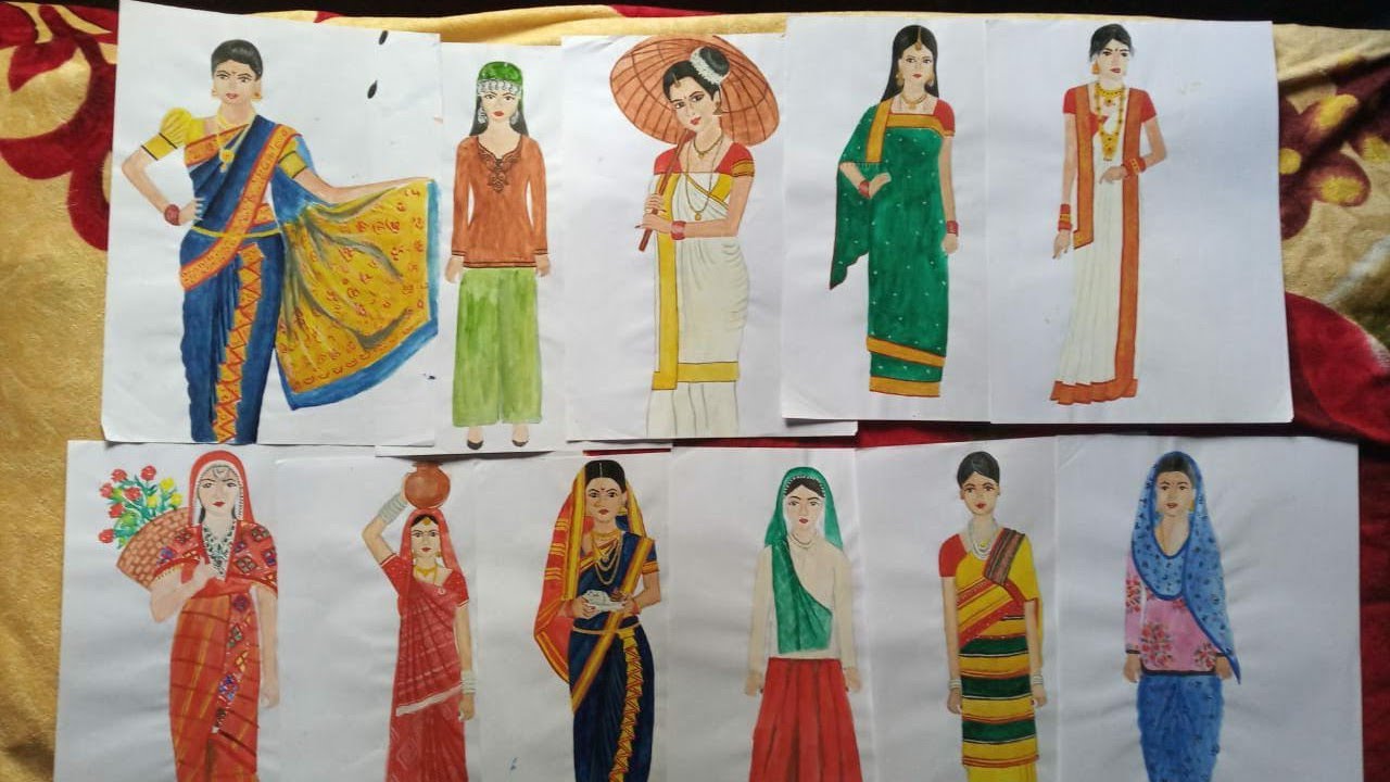 Pencil Sketch Maharashtra Traditional Attire tutorial| Traditional Attire  Series | Sketch Series - YouTube
