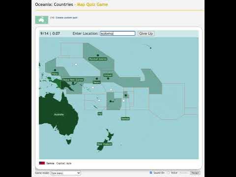 Seterra: Oceania: Countries, Type (Easy) in 10s - YouTube