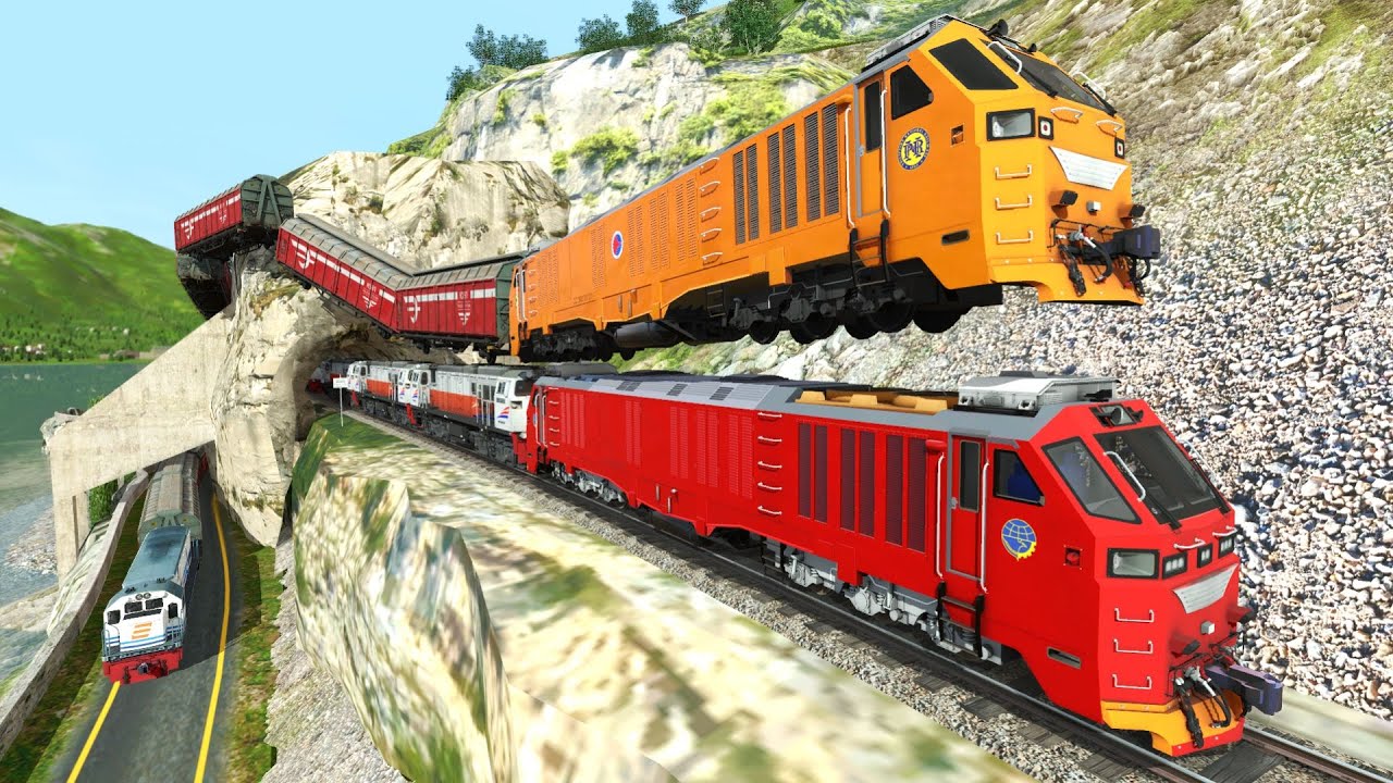 AMAZING! Flying Train Over Dangerous Zig Zag Crossing | Zig Zag Flying Train Near Palm Forest