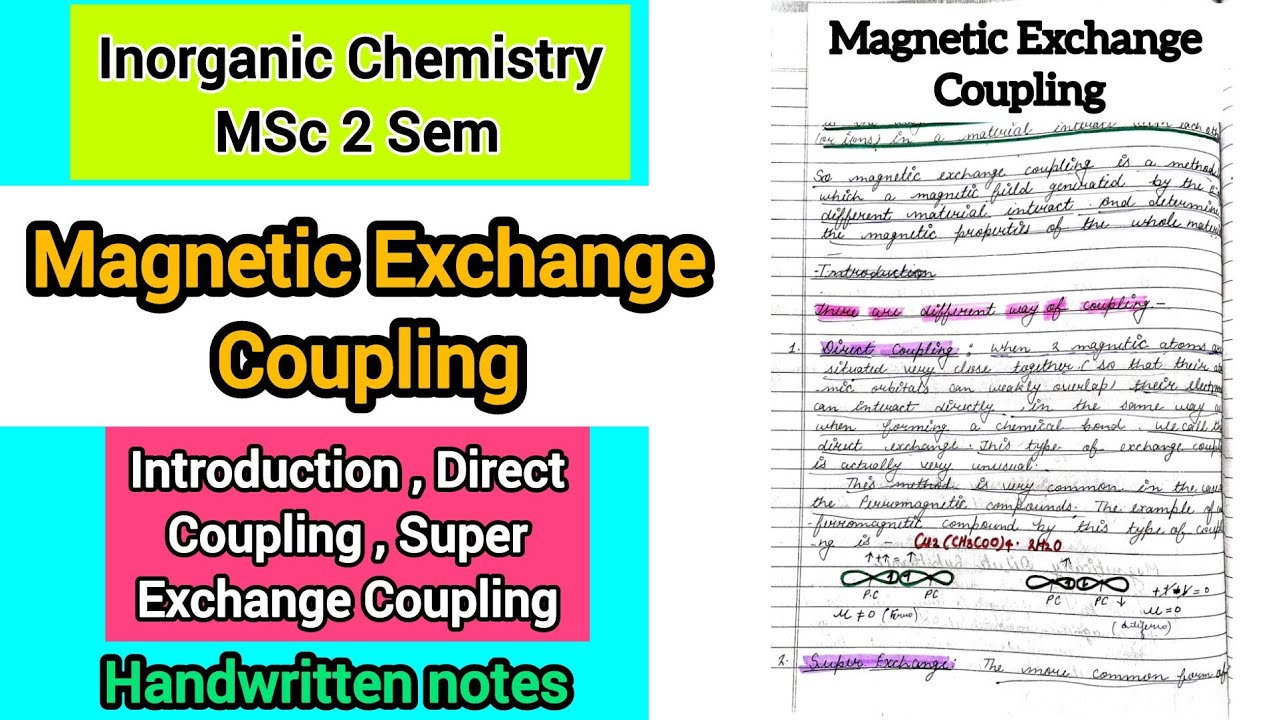 Magnetic Exchange Coupling - Introduction , Direct & Superexchange Coupling | Inorganic Chemistry
