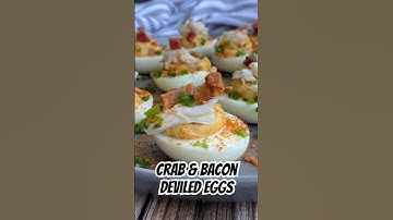 CRAB & BACON DEVILED EGGS!🤤#begreedyeats #deviledeggs #crabdeviledeggs #oldbay #recipes #cooking