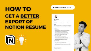 How To Export a Resume Template in Notion ( FREE CV Template)