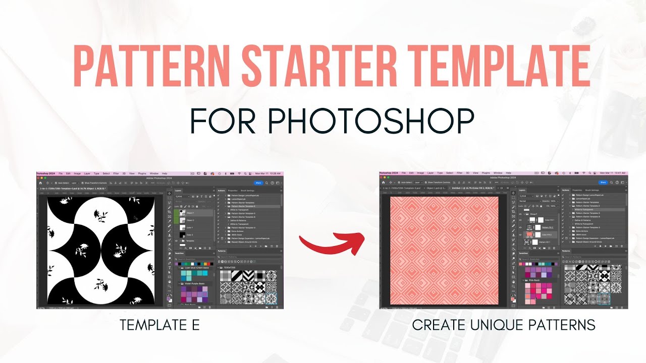 Pattern Template for Photoshop - Version E - YouTube