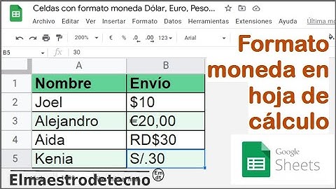 Cómo aplicar formato moneda (Dólar, Euro, Peso...) en hoja de cálculo de Google