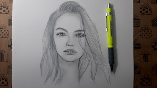 Karakalem Çizimler, Kolay çizimler, Kız Yüzü Çizimi/ Step by Step Beautiful Girl Face Drawing