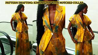 PATTERN DRAFTING: KIMONO SLEEVE BLAZER WITH NOTCHED COLLAR AND A CINCHED WAIST | LET US DRAFT