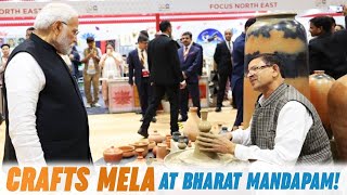 PM Modi visits stalls of various states at Crafts Mela at Bharat Mandapam