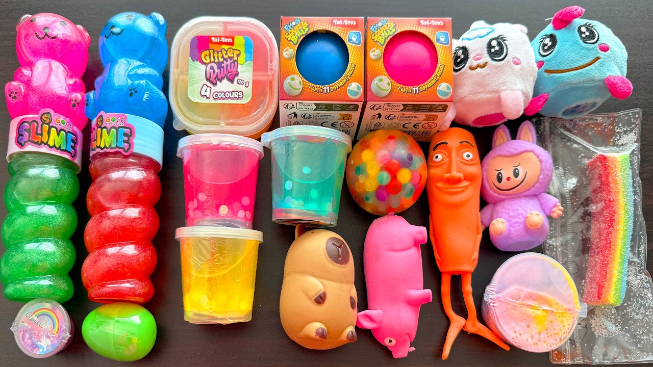Oddly Relaxing & Satisfying Store Bought Slime Mixing + Sqishes