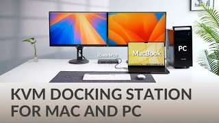 Share Dual Monitors Between MacBook and PC #macbook #kvmdockingstation