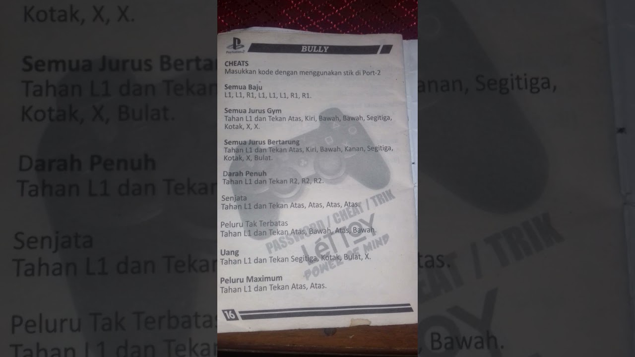 cheat Bully ps2 lengkap