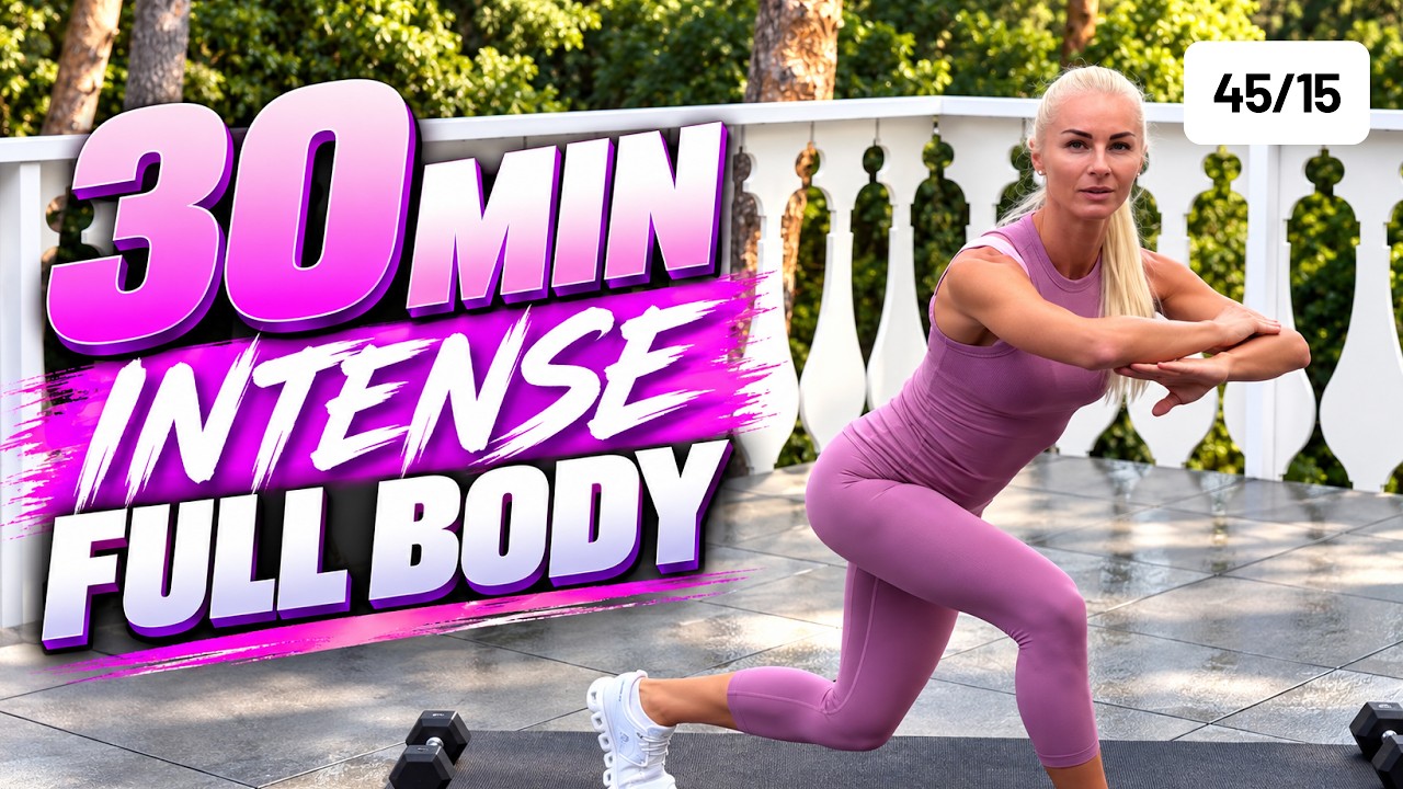 30 Min INTENSE FULL BODY Workout with Dumbbells at Home | Strength ...