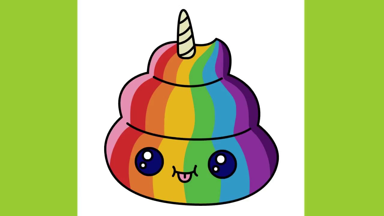 How to draw  a Unicorn  Poop Cute  Emoji Rainbow Coloring  