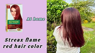 Streax flame red hair color 0.6 at home / Hair color vlog / flame red on cinnamon red 🎀