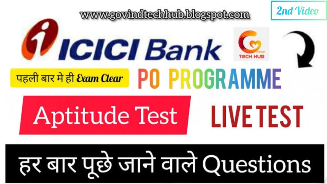ICICI Bank PO Programme Aptitude Test Live Test Aptitude Test Important Questions Batch