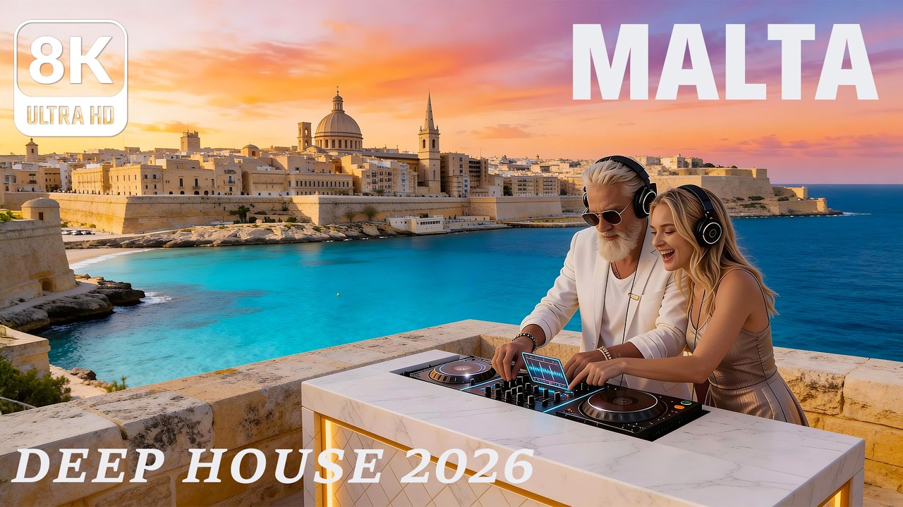 [8K] Мальта 🇲🇹 Дип-хаус 2026 | Райские средиземноморские островные вибрации