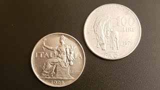 1 LIRE 1928 ITALIA, 100 LIRE 1979 ITALIA FAO