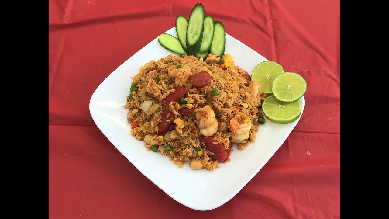 Spicy Shrimp Fried Rice Recipes ပုဇွန် ကြက်သားထမင်း အစပ်‌ကြော်