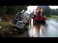 35 foot fifth wheel rollover recovered by hill auto body  towing