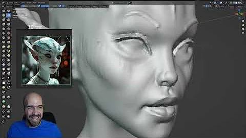 Female alien head sculpt in Blender for 50 minutes realtime!