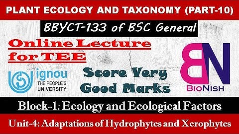 IGNOU BSCG Online Class Botany | BBYCT-133 (Part-10), Unit-4 Adaptations of Hydrophytes & Xerophytes