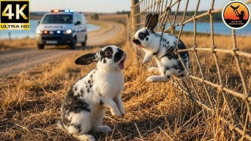 Rabbit Begs for Help to Save Baby Bunny – Rabbit Trapped in Barbed Rope Net