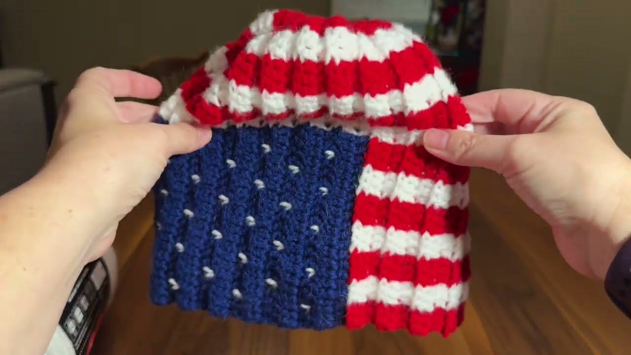 Distress Symbol Beanie Hat (upside down flag) crochet