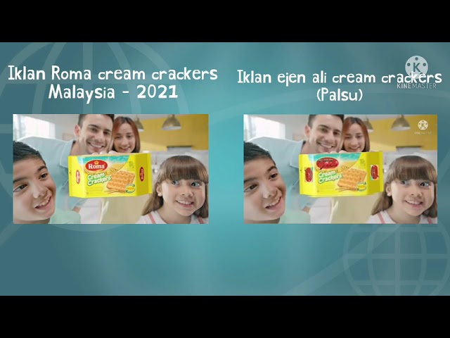 Perbedaan iklan Roma Cream crackers malaysia 2021 (asli) dengan iklan ejen ali cream cracker (palsu) class=