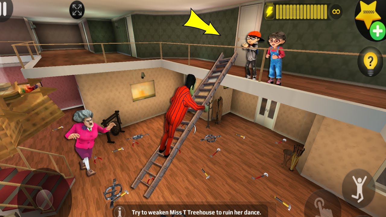 Scary Teacher 3D - with nick and tani troll Miss T fell face down  part 4946 