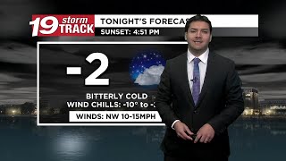 Wind chills dip well below zero tonight before above average temps towards the end of the work week