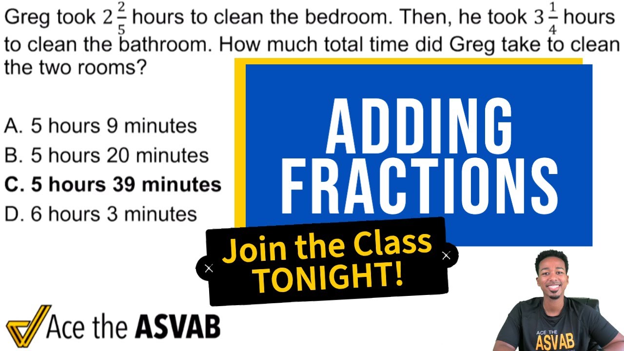 ASVAB Arithmetic Reasoning - Word Problem Sample (Join the Fractions Class Tonight!)