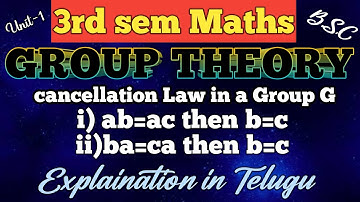 Cancellation laws in group G i)ab=ac then b=c,ii)ba=ca then b=c/Group/3rd sem/Telugu expalination