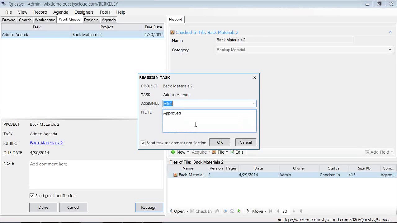 Questys Workflow integration with Agenda Management