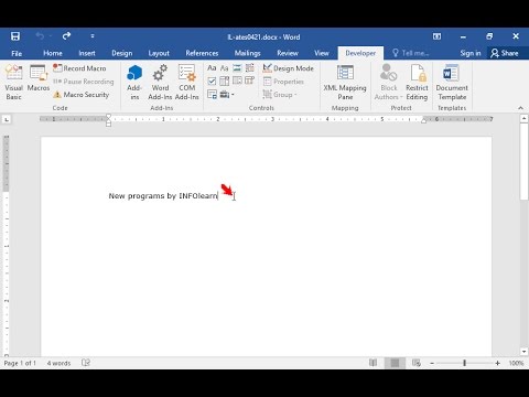 After the word INFOlearn insert a Drop-Down Form Field using the following data:   TEST4U...