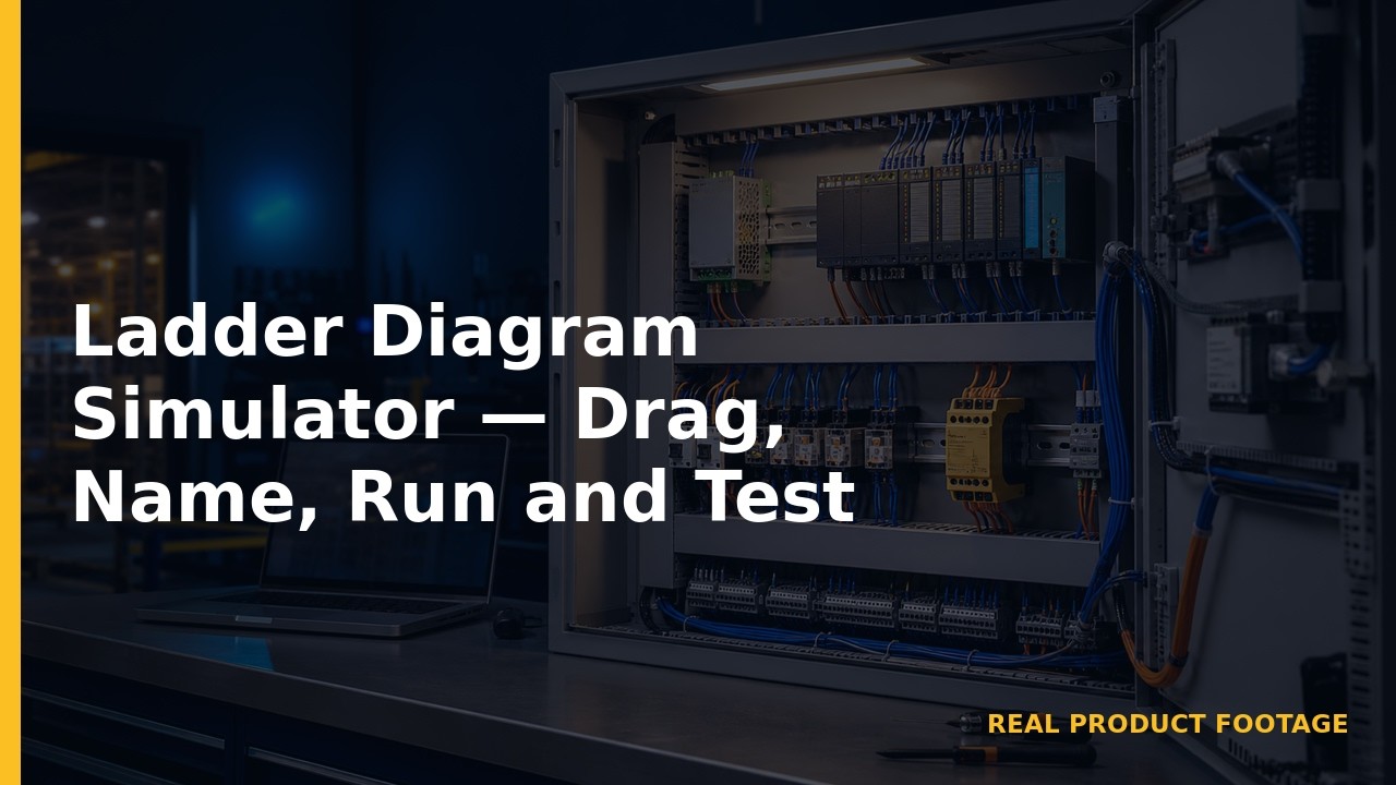 Ladder Diagram Simulator — Drag, Name, Run and Test