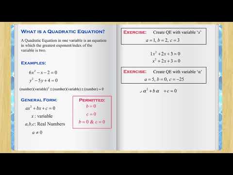 Quadratic Equations - Definition, Examples and General Form