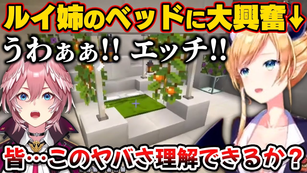 ルイ姉の家のベッドがエ●チすぎて大興奮するちょこ先生【ホロライブ切り抜き/癒月ちょこ/鷹嶺ルイ】