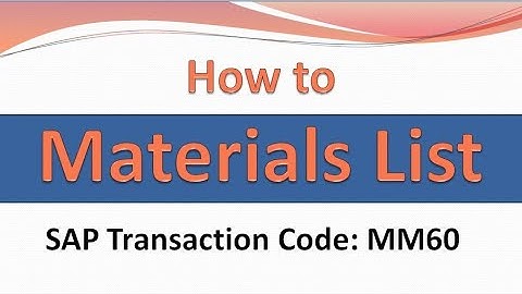 How to Materials List | How do you make a material list | MM60 | SAP Course | Accounting | Stock Lis