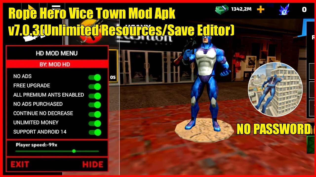 Rope Hero Vice Town Mod Apk Download Unlimited Money Gems Kaise Karen Sinhala Link Mediafıre Menu