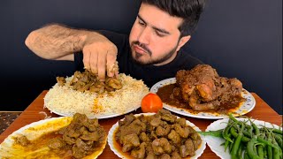 ASMR EATING SPICY CHICKEN LIVER GIZZARD CURRY+WHOLE CHICKEN CURRY+WHITE RICE+GREEN CHILLI || MUKBANG