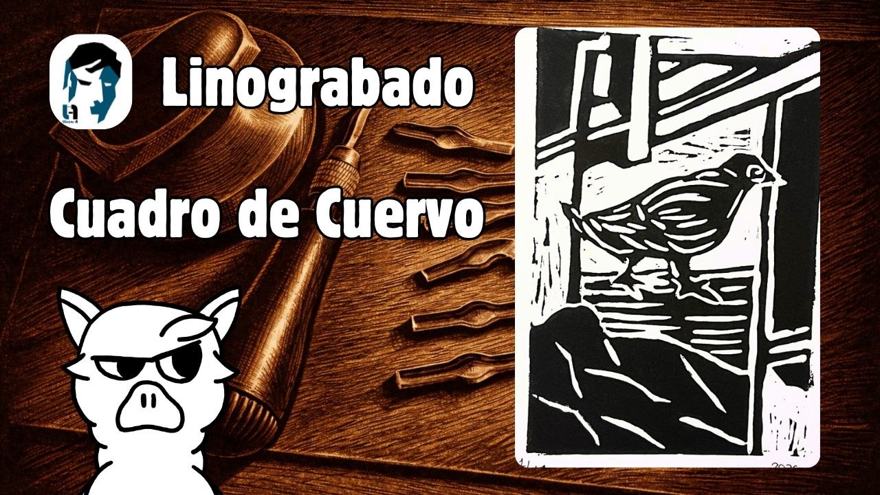 Cuadro de Cuervo. Linograbado.