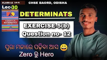EXERCISE-5b//Questionsno-12//Determinant class12//Lec-30/chse Odisha/by bachan sir