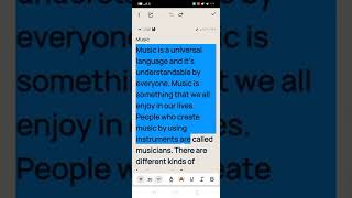 برجراف عن الموسيقى paragraph about music الصف الأول الإعدادي