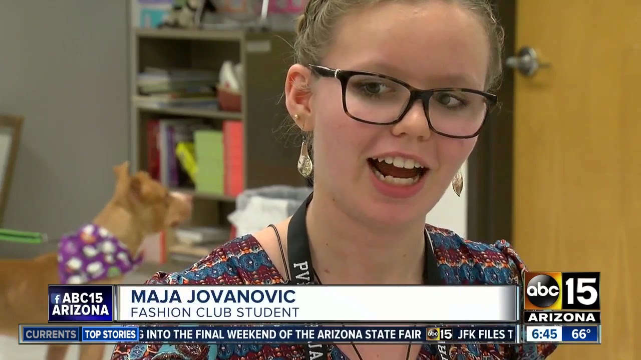 High school fashion club making bandanas, chew toys for shelter pups