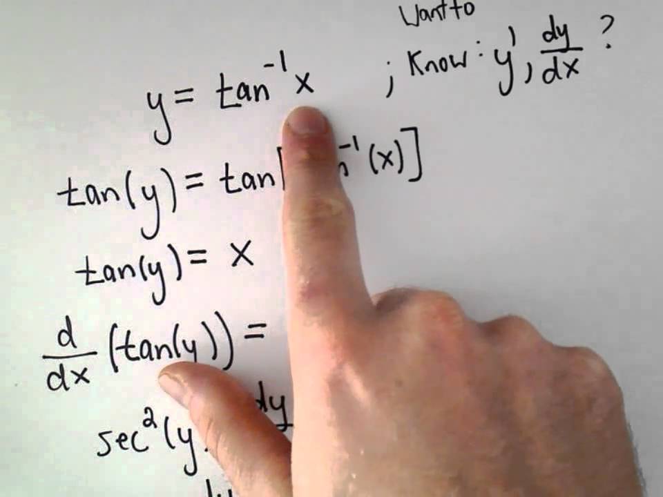 Deriving The Derivative Of Inverse Tangent Or Y Arctan X Youtube