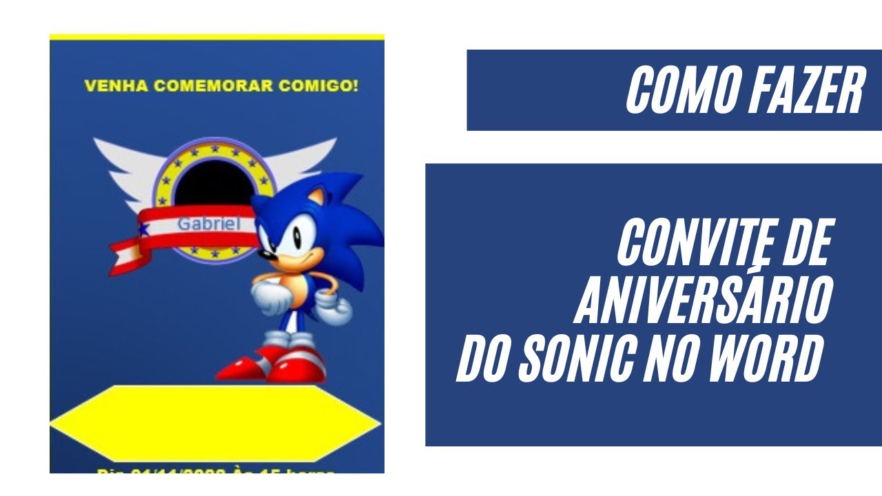 5+] Artes - Convite Sonic Grátis para Editar e imprimir