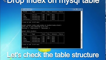 drop index on mysql table