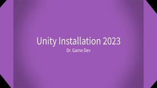 Unity 3D Installation 2023