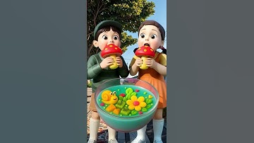 Squid Game eating colorful mushroom edible slime ASMR #asmrRainbow #squidgame #squidgame2 #ai